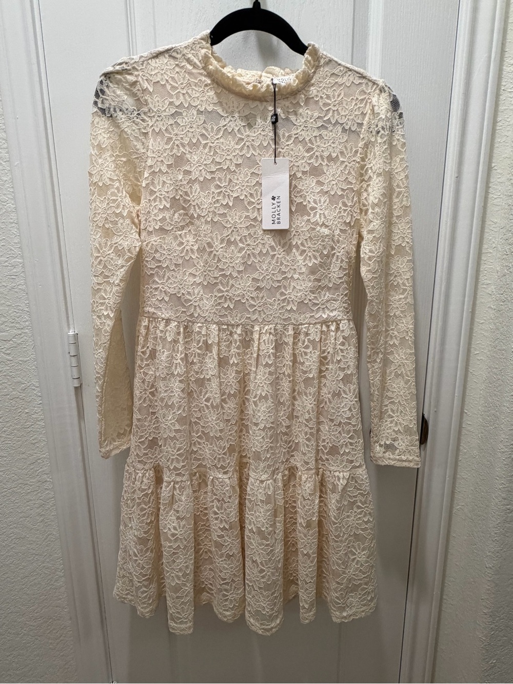 Molly Bracken Cream Lace Midi Dress